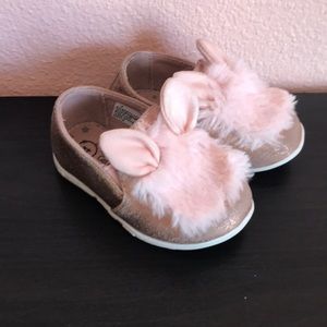 Adorable fuzzy pink bunny shoes